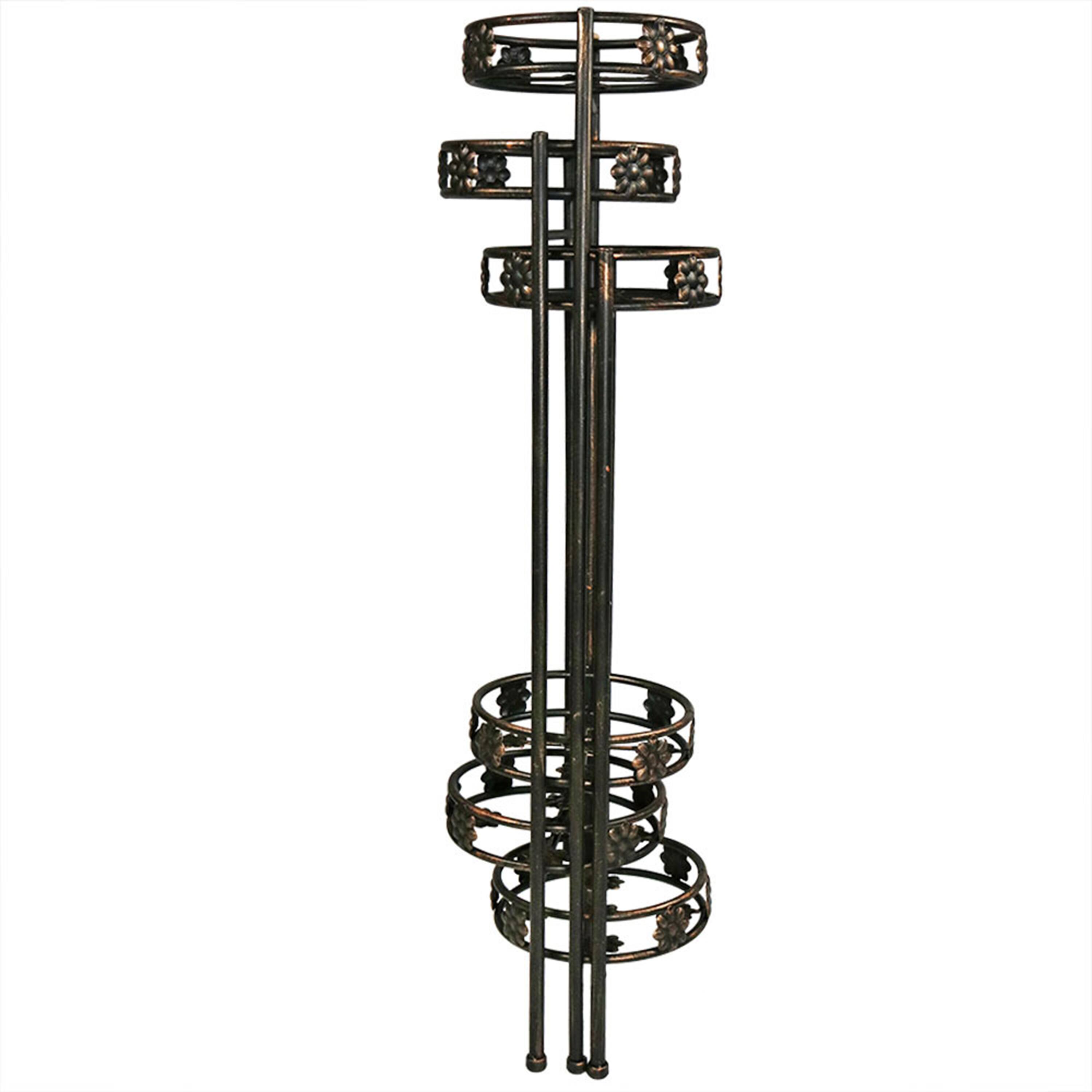 Alt View 7. Sunnydaze - Steel 6-Tier Staggered Folding Plant Stand - 45 in - Bronze.