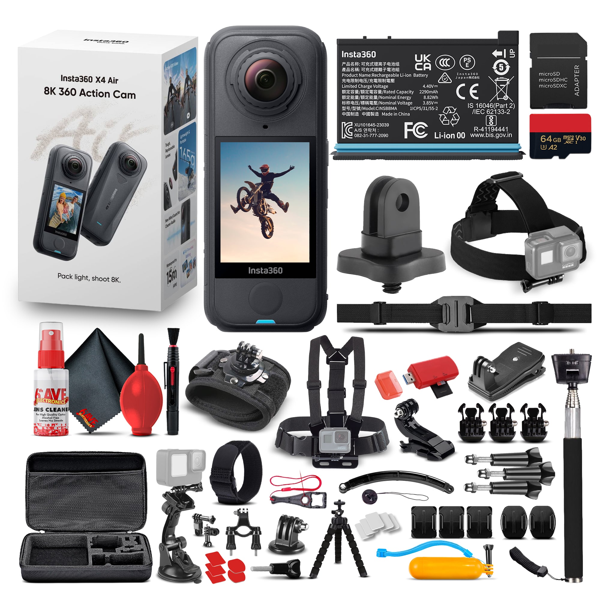 Insta360 - X4 Air 360 Action Camera Standard Bundle with 50-in-1 Accessory Kit