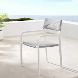 Raleigh Stackable Outdoor Patio Aluminum Dining Armchair by Modway - White Gray