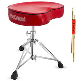 5 CORE - Drum Throne 4" Padded Guitar Stool Drummer Chair Adjustable Musician Seat - Red