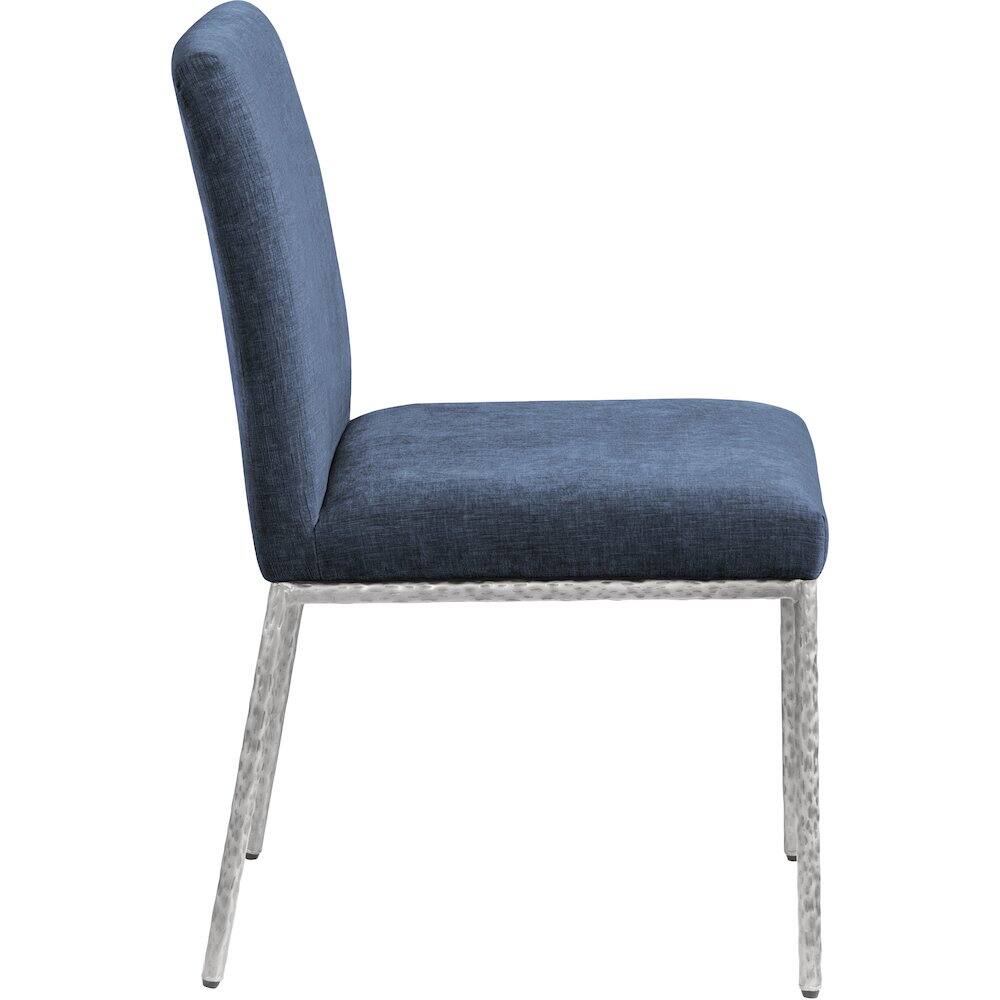 Alt View 3. Meridian Furniture - Reeves Navy Chenille Fabric Upholstered Dining Side Chair, Set of 2 - Silver.