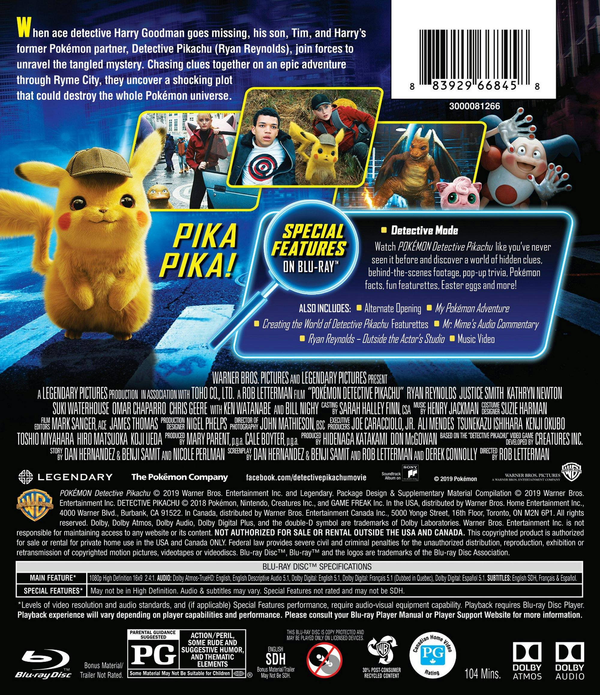 Back. Pokémon Detective Pikachu [Blu-ray].