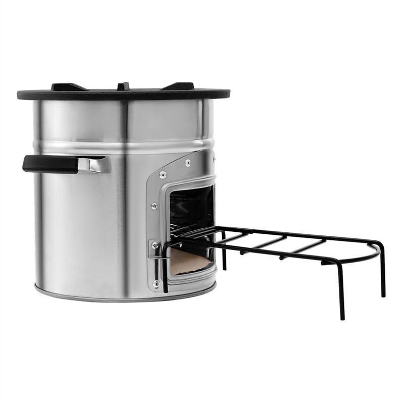 Alt View 2. HTUTWOO - Camping Rocket Stove - Portable Wood Burning Stove with Carrying Bag, Stainless Steel, Single Door for Outdoor - Silver.