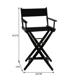 FurniFact - Black Extra-Wide Director's Chair - Black Frame/ Black Canvas