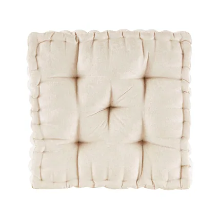 Front. Gracie Mills - Gracie Mills Elara Textured Poly Chenille Square Floor Pillow Cushion - Ivory.