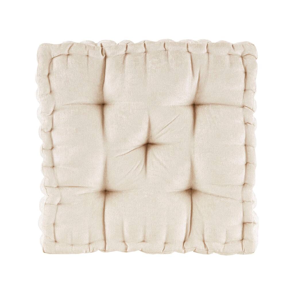Front. Gracie Mills - Gracie Mills Elara Textured Poly Chenille Square Floor Pillow Cushion - Ivory.
