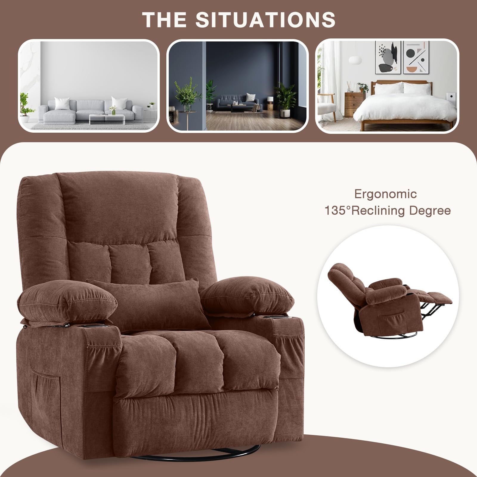 THE SITUATIONS

Ergonomic 135° Reclining Degree