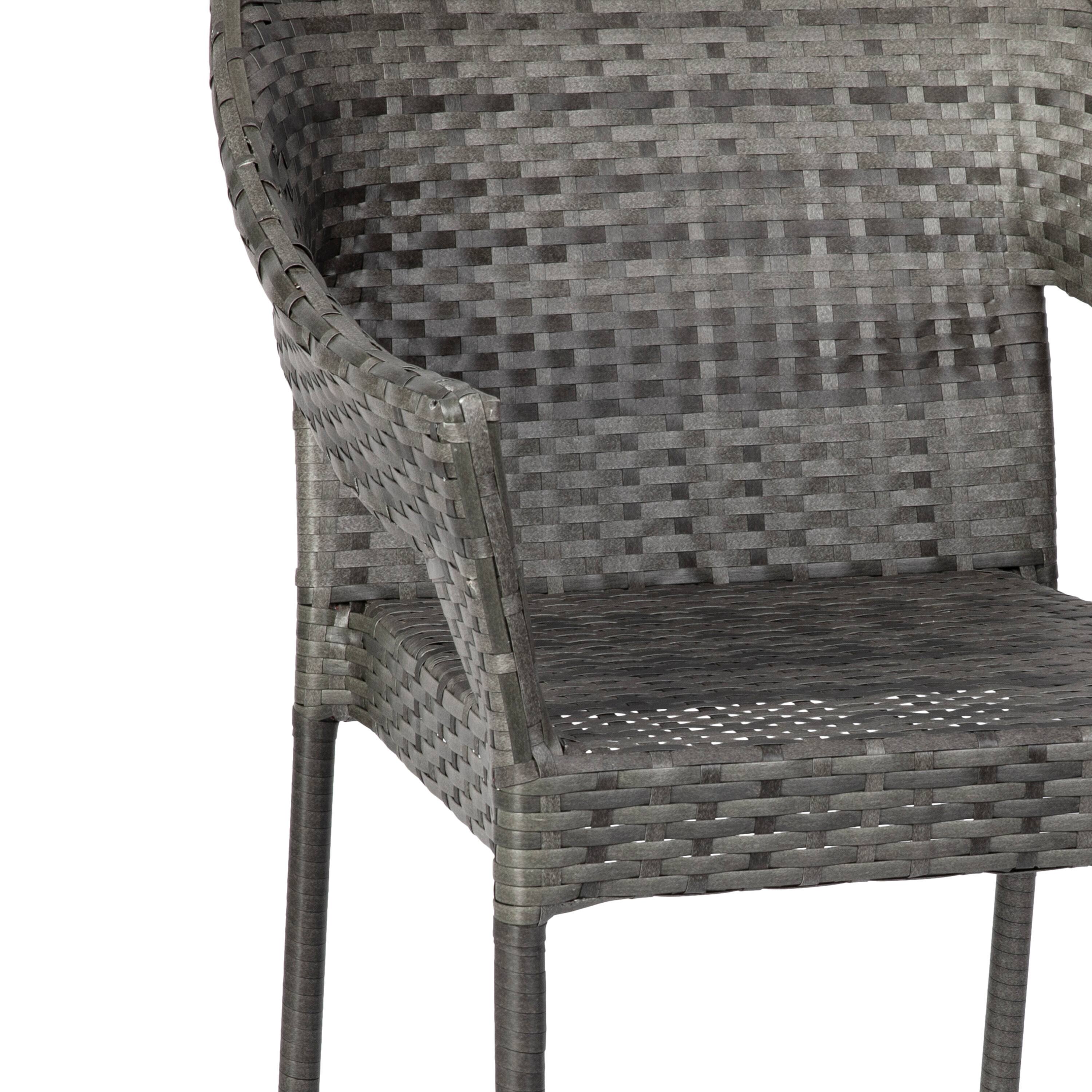 Alt View 10. Emma + Oliver - Embry All-Weather Indoor/Outdoor Stacking Patio Dining Chairs with Steel Frame and Weather Resistant PE Rattan - Gray.