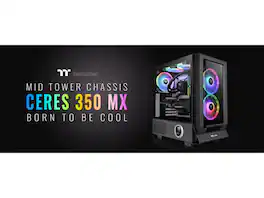 Thermaltake - Ceres 350 MX Black Mid Tower ATX Case, 3 ARGB Fans, Dual Front Panels, Hidden-Connector Compatible - Black