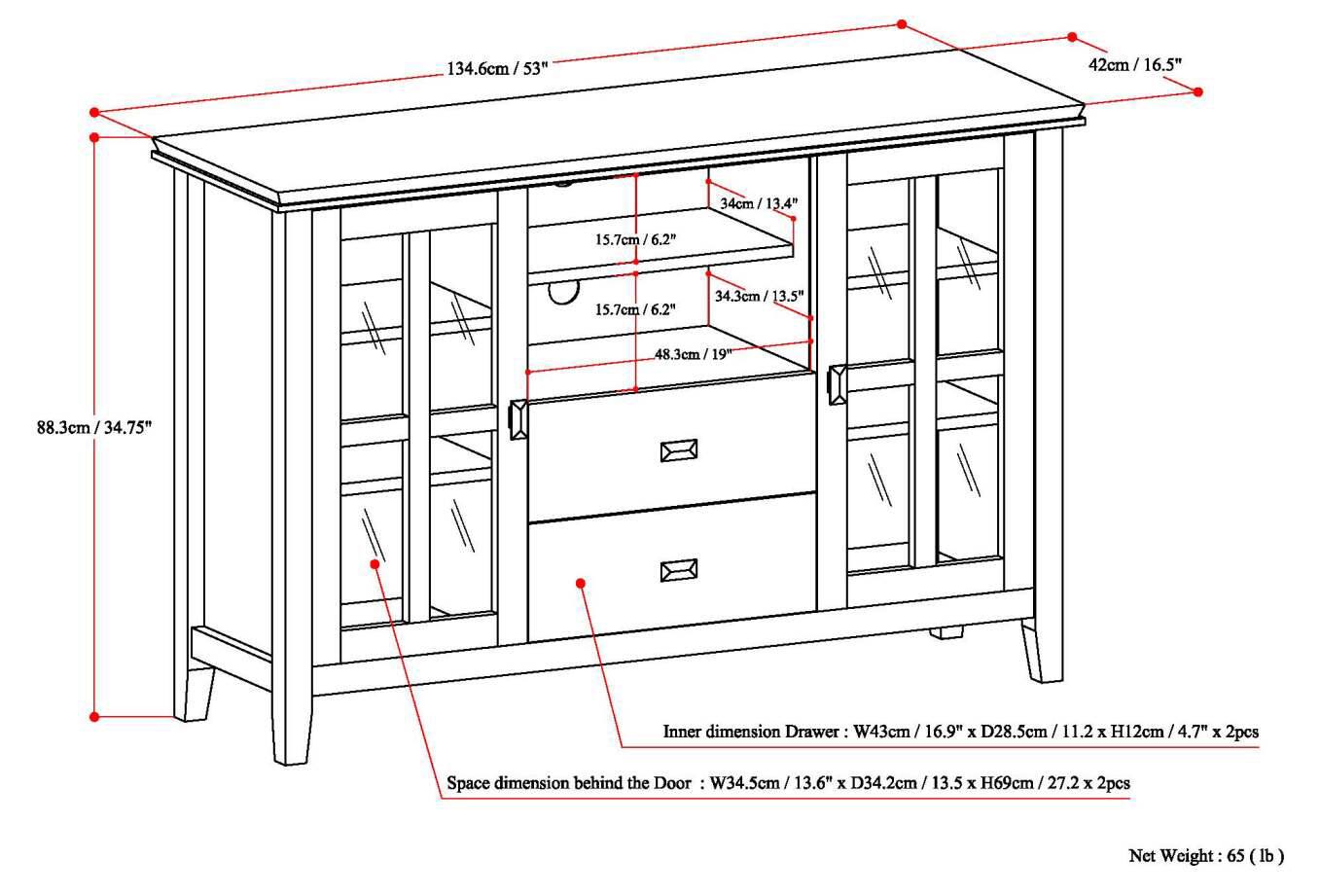Alt View 3. Simpli Home - Artisan Solid Wood 53 inch Wide Transitional TV Media Stand For TVs up to 60 inches - Russet Brown.