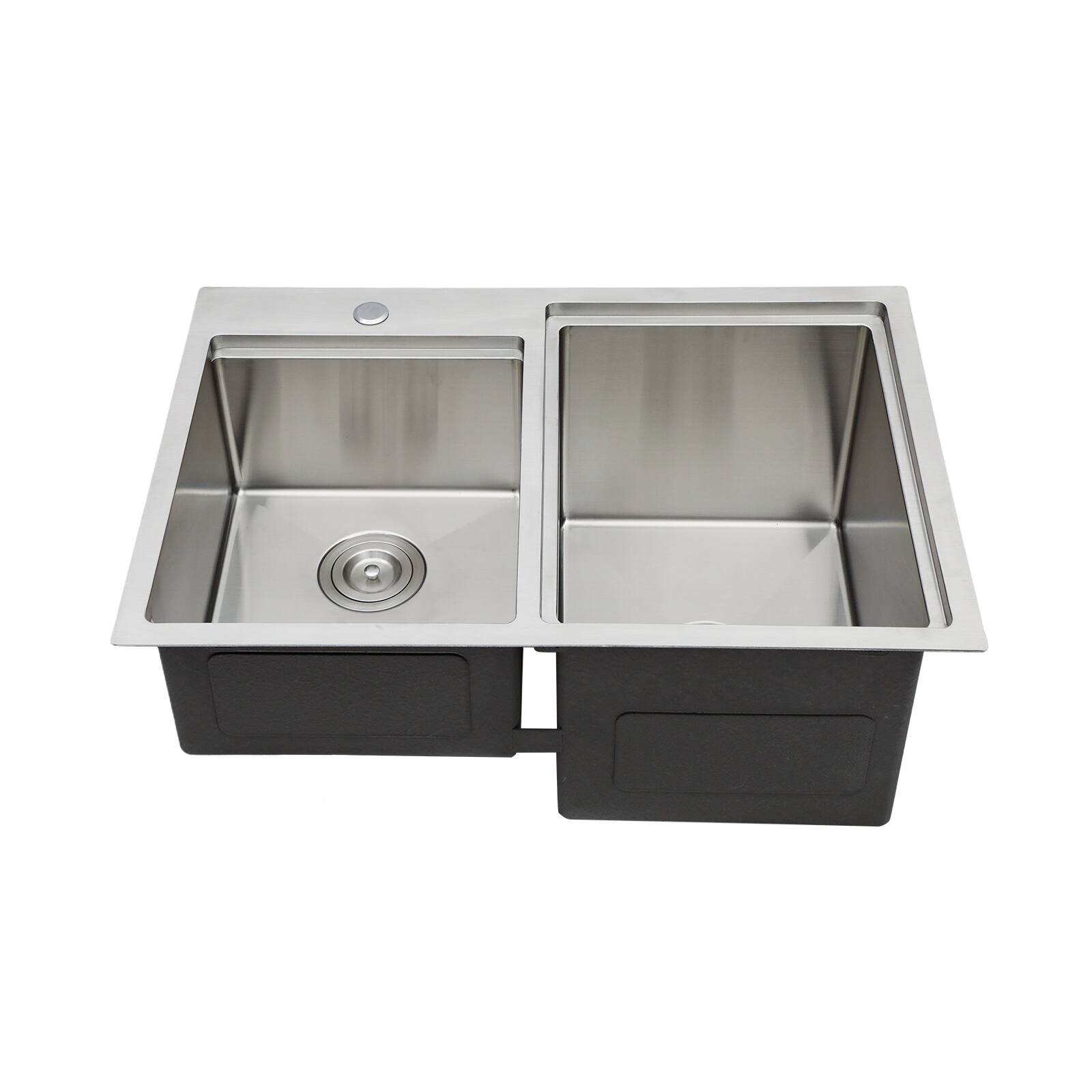 Alt View 6. Siljoy - Outdoor Double Bowl Drop-In Stainless Steel Sink with Workstation - Brushed Nickel.