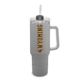 The Fanatic Group - Wyoming Cowboys 40oz. Stainless Tumbler with Handle & Removable Straw - Gray
