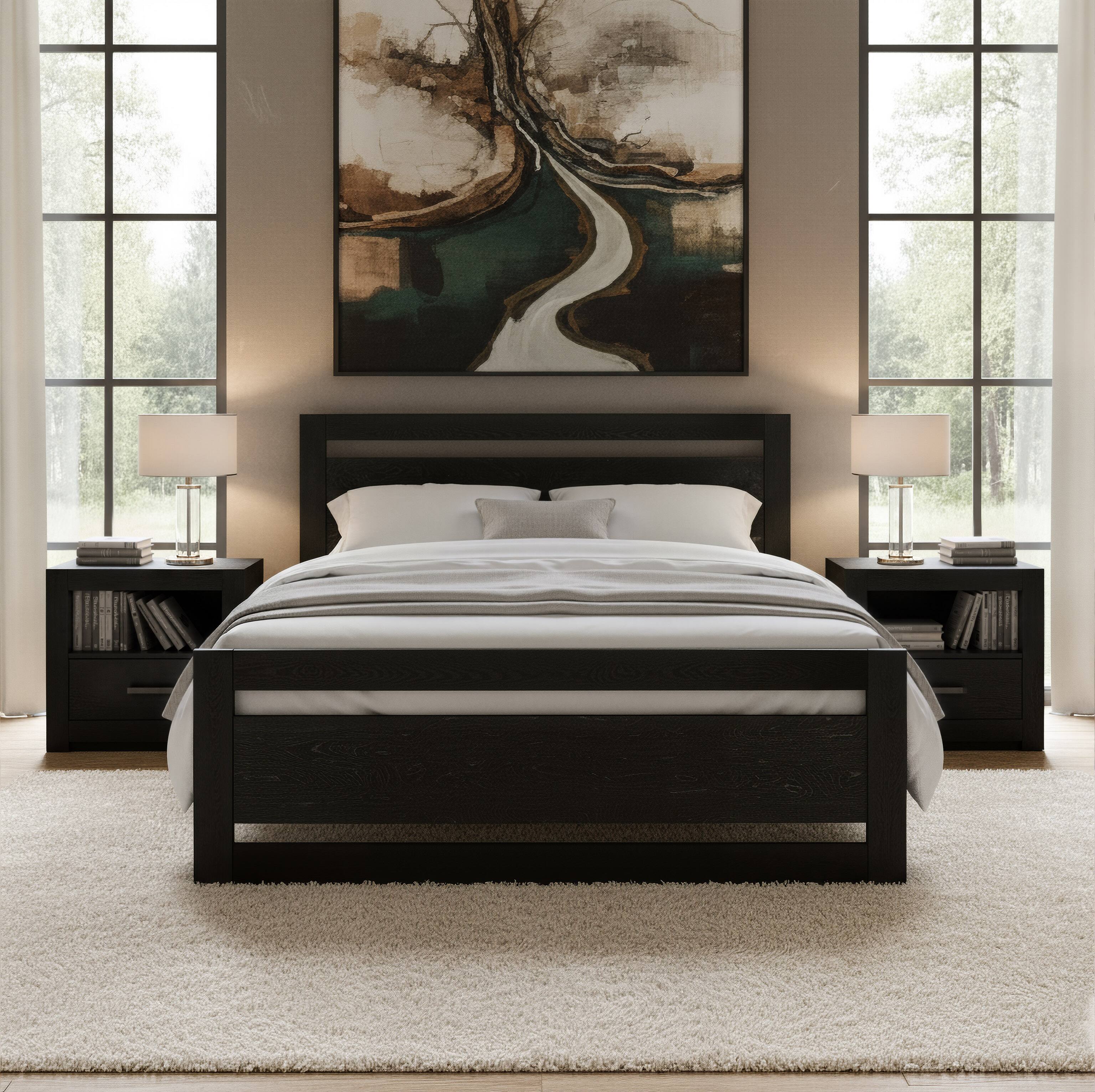 Angle. Hivvago - Repos Queen Bed Black - Black.