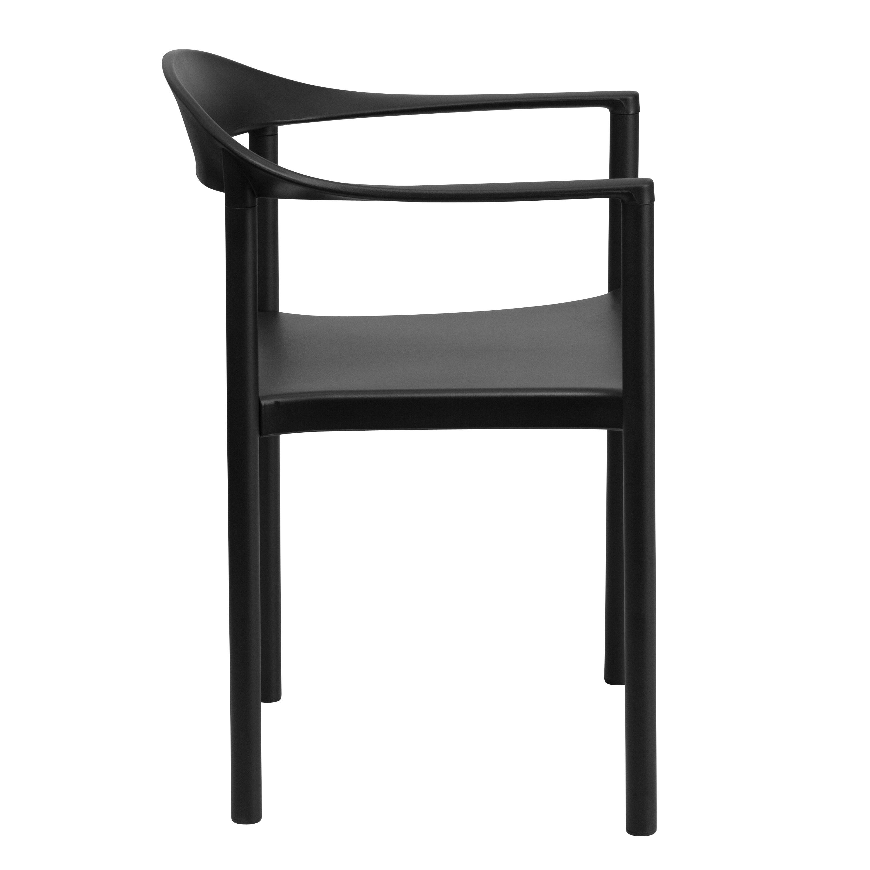 Alt View 6. Emma + Oliver - Multipurpose Plastic Cafe Stack Chair - Black.