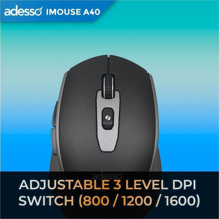 adesso IMOUSE A40  
ADJUSTABLE 3 LEVEL DPI SWITCH (800 / 1200 / 1600)