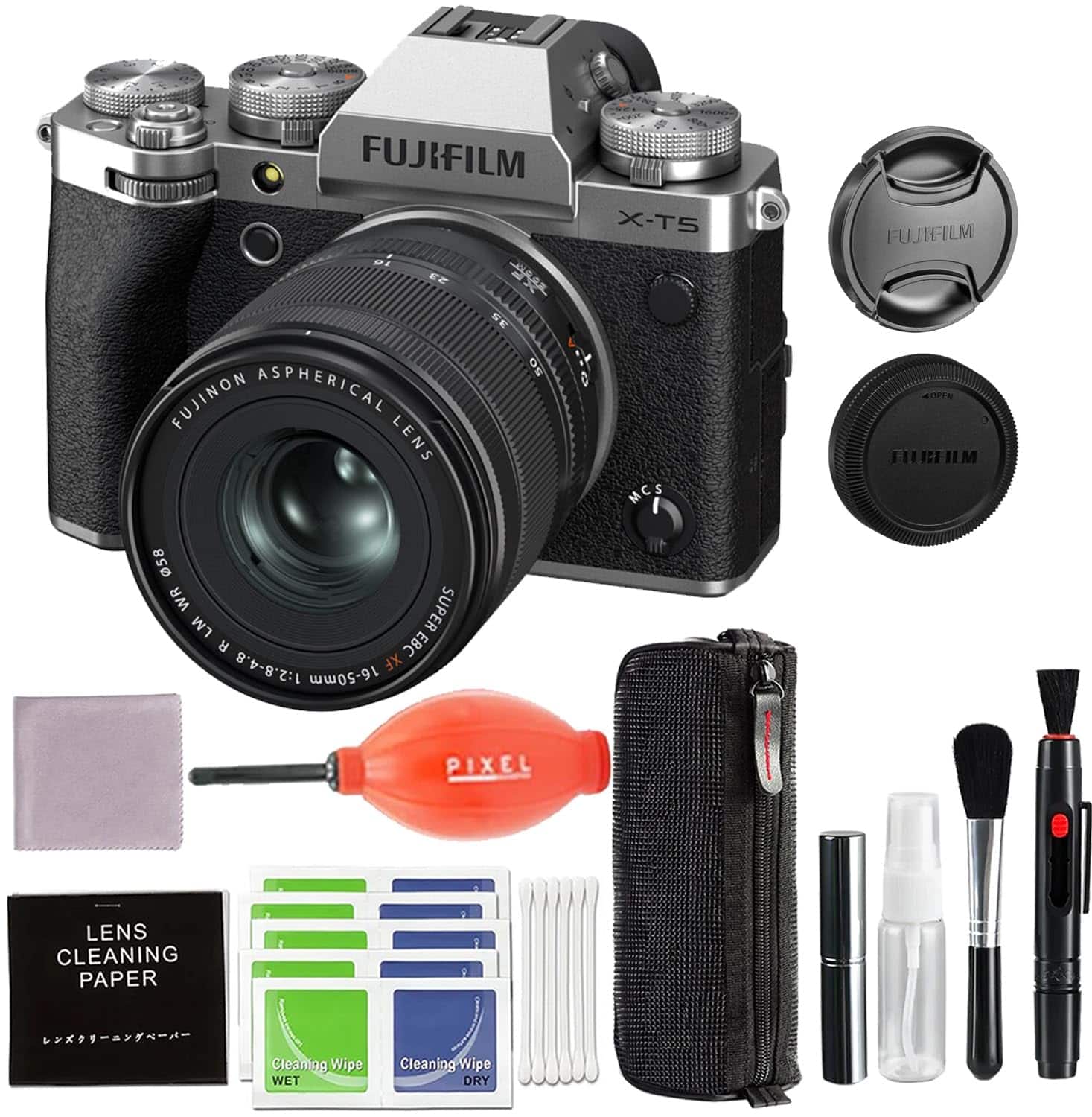 Fujifilm - X-T5 Mirrorless Camera with XF 16-50mm f/2.8-4.8 Lens Silver Bundle with More