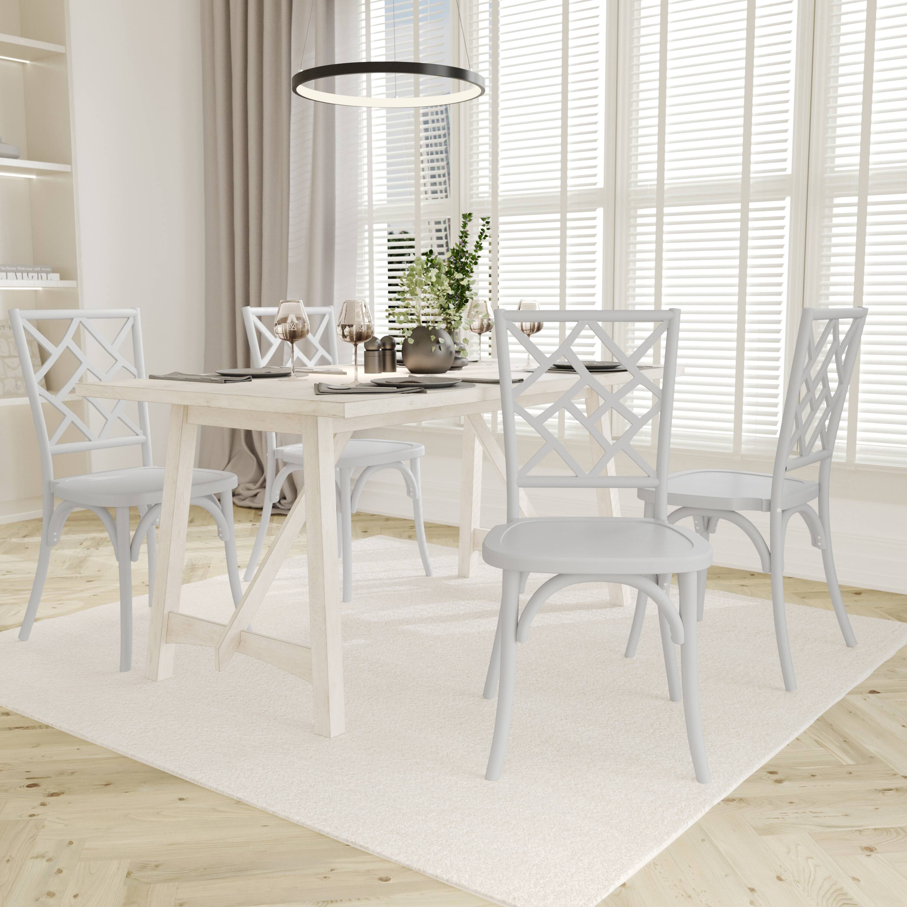 Alt View 3. Emma + Oliver - Decker Solid Wood Stack Dining Chair with Decorative Back Design - White.