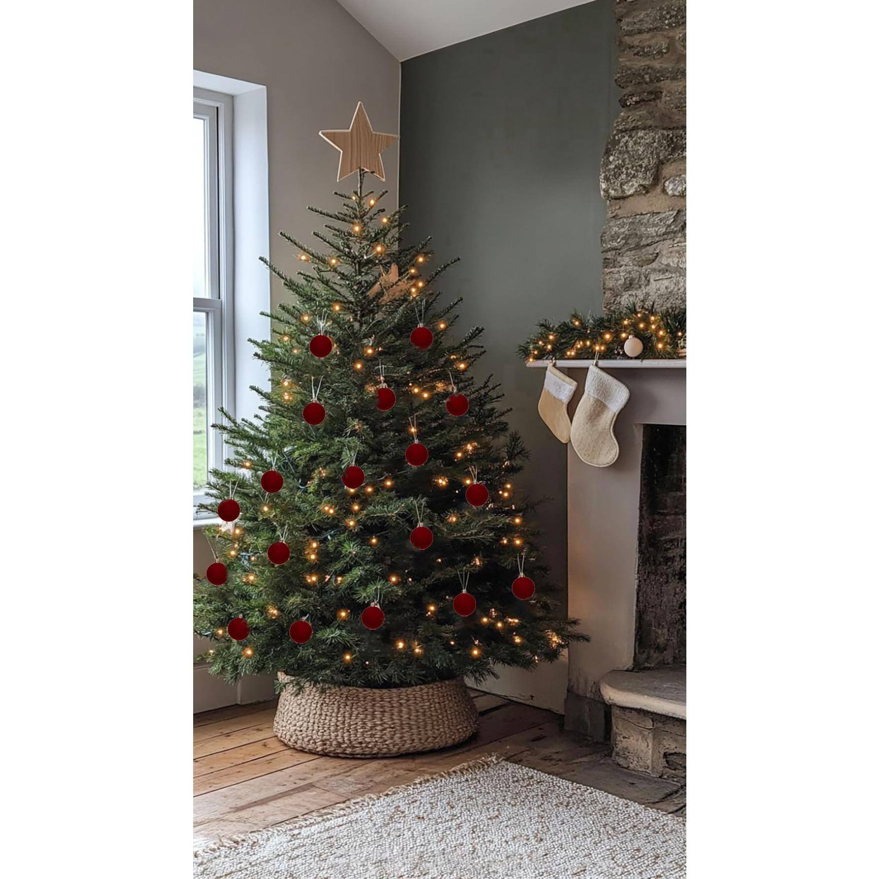 Alt View 1. Stylel Star - 30pcs Christmas Ball Ornaments Set 2.36" Shatterproof Baubles For Tree Decorations Hanging With Soft Finish - Burgundy.