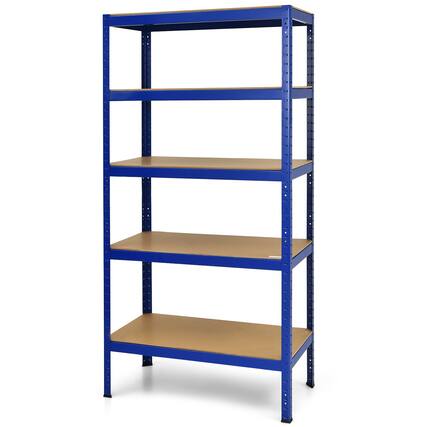 Front. Gymax - Gymax 72'' Steel 5-tier Garage Shelf Metal Storage Adjustable Unit Blue - Blue.