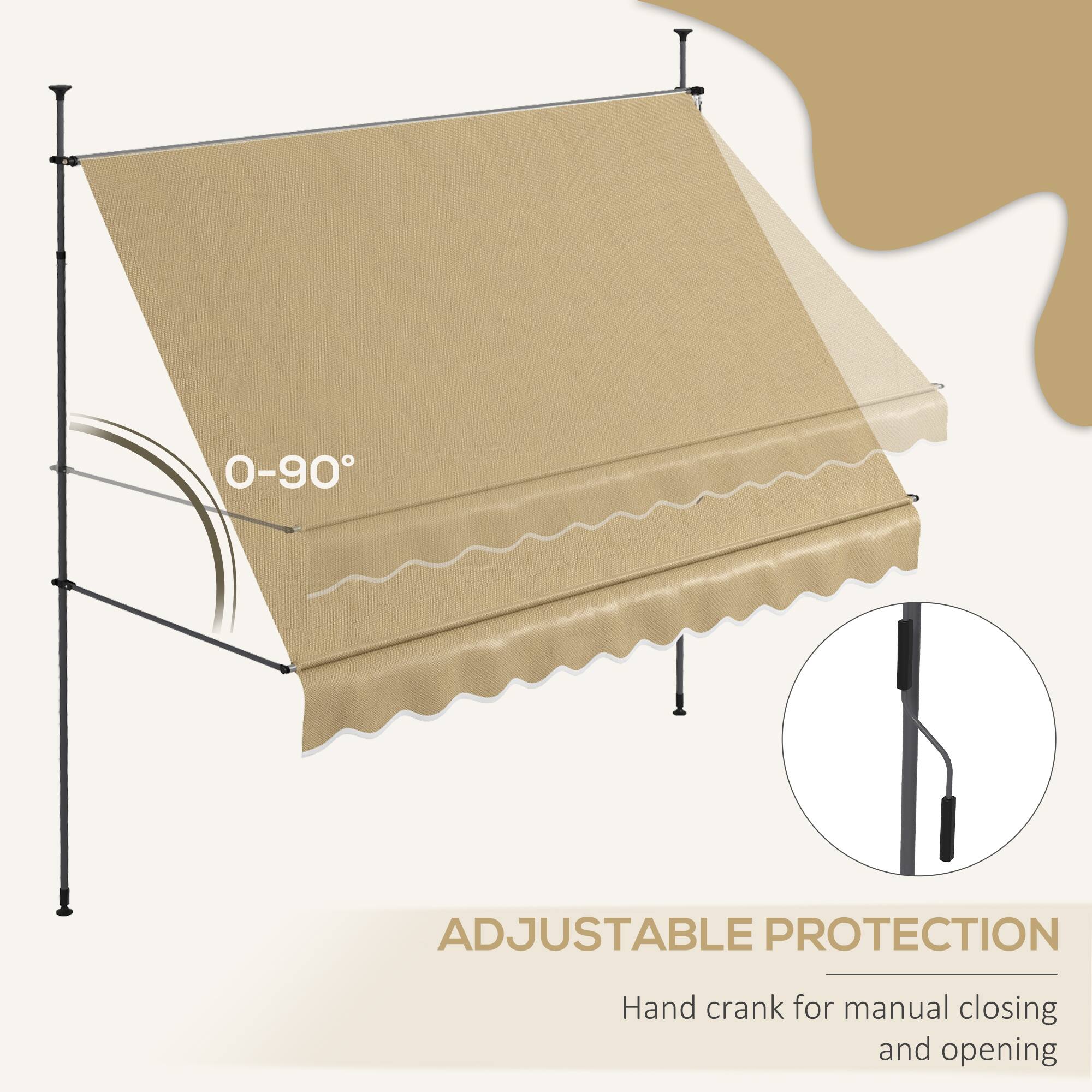 0-90° Adjustable Protection  
Hand crank for manual closing and opening