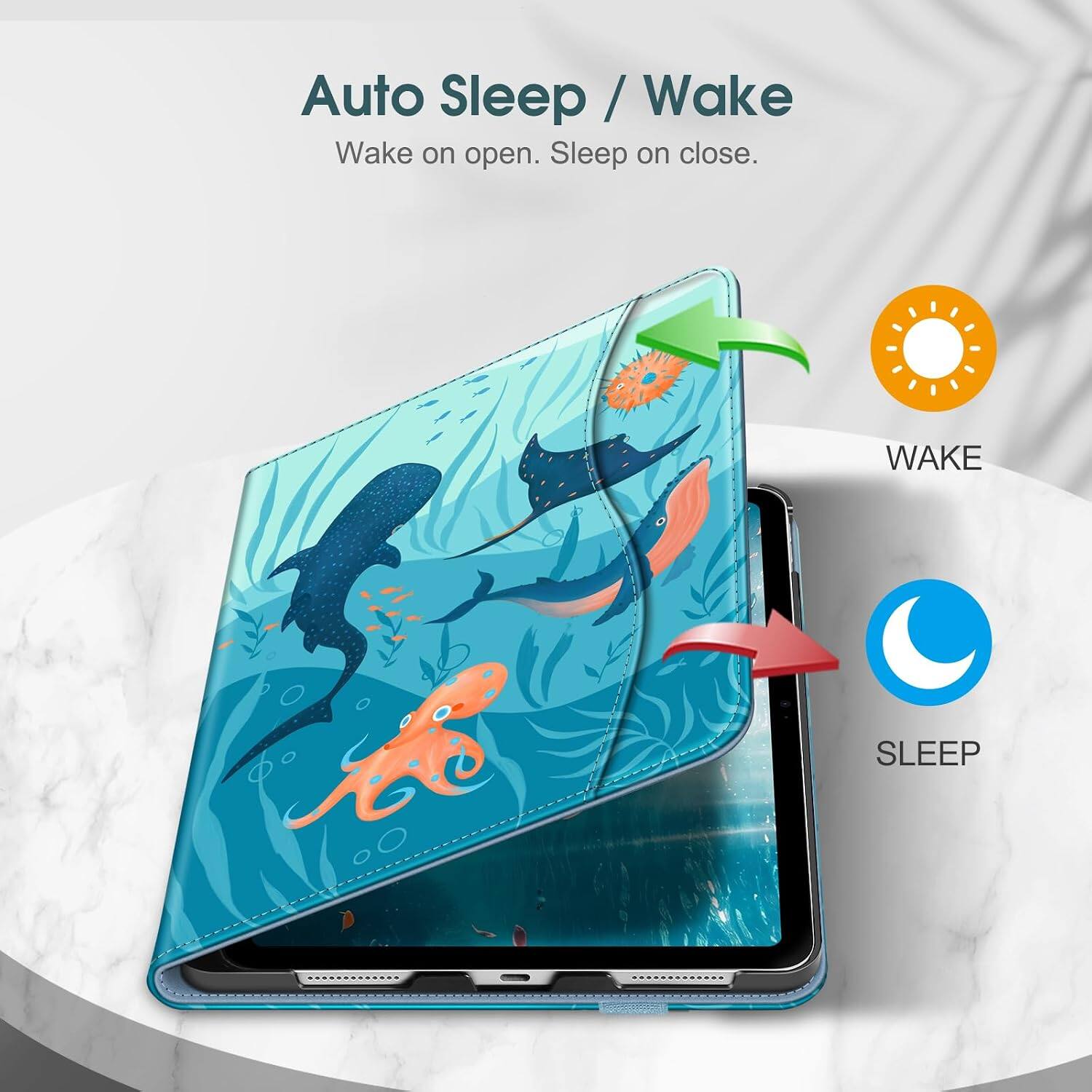Auto Sleep / Wake  
Wake on open. Sleep on close.  

WAKE  
SLEEP