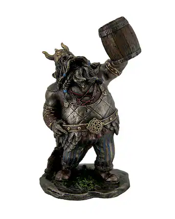 Front. Veronese Design - Viking Warrior Toasting the Dead Statue Figurine - Brown.