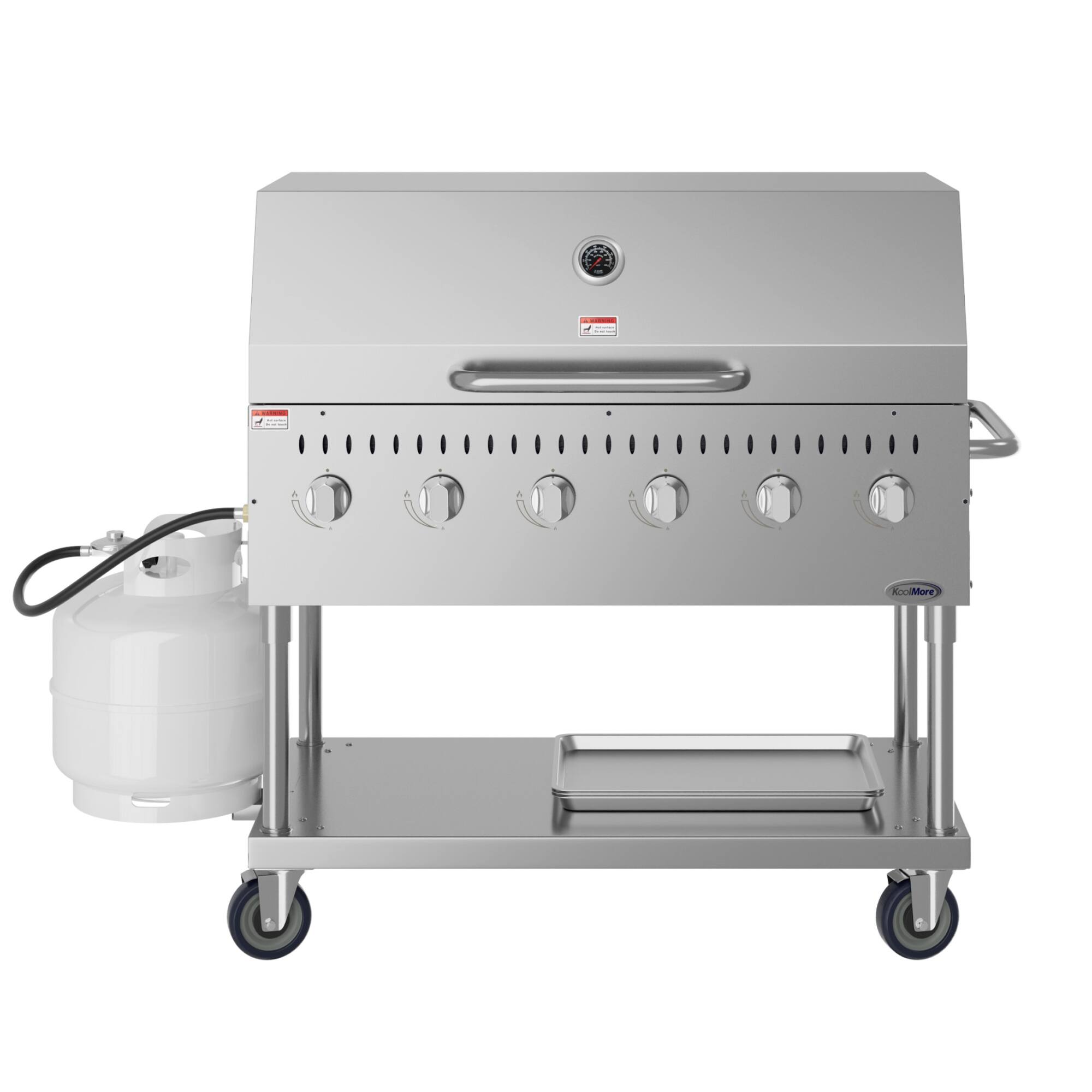 Front. Koolmore - 48 in. Commercial Outdoor Propane Gas Grill with Roll Dome Cover, ETL Listed in Stainless-Steel (CGKIT4-48D) - Stainless Steel.