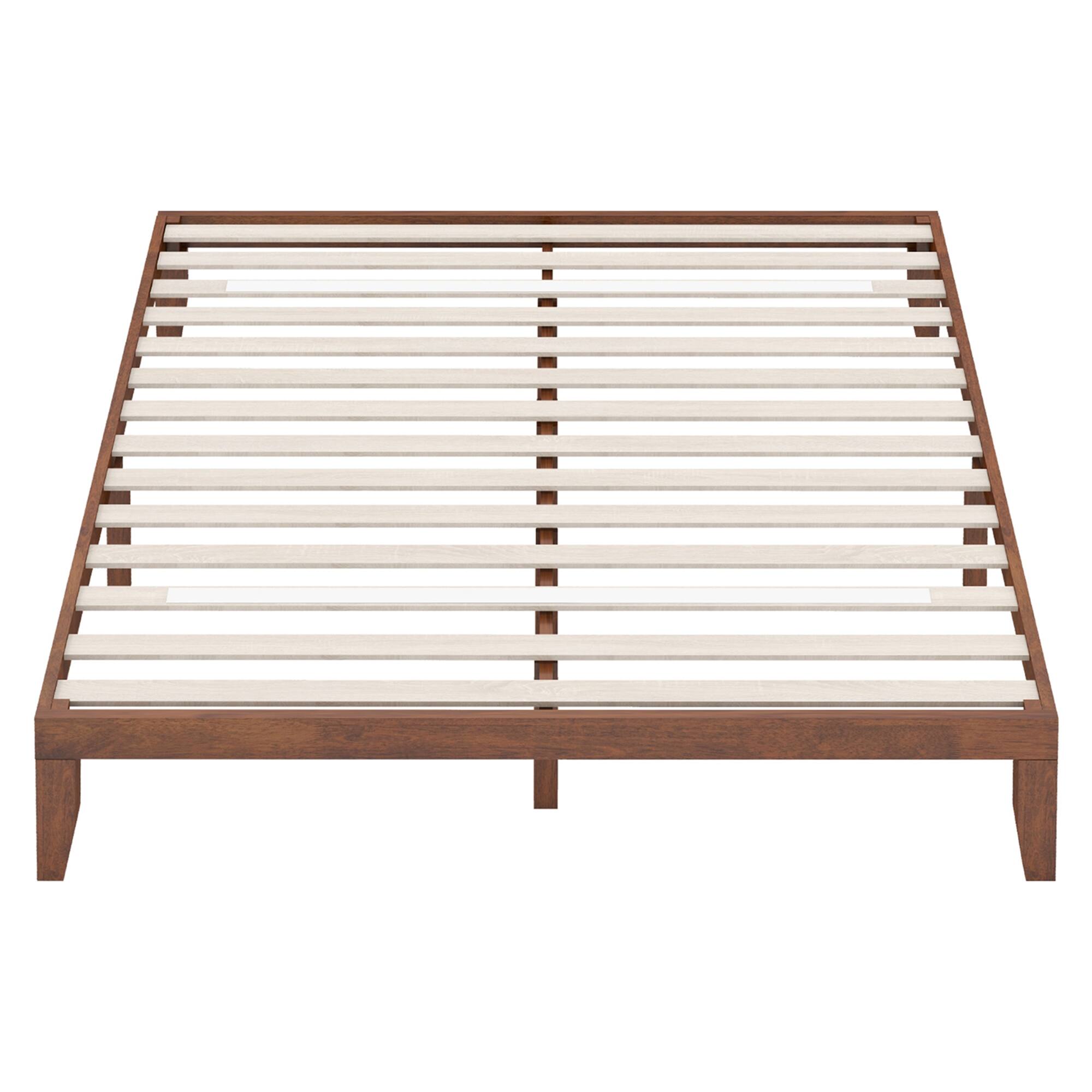 Alt View 9. Costway - Costway King Wooden Platform Bed 14" Slats Support Mattress Foundation - Brown Cherry.