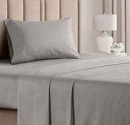 CGK Linens - 100% Cotton 400 Thread Count 4 Piece Sheet Set - Soft & Cozy Sateen Bed Sheets - Twin - Light Gray