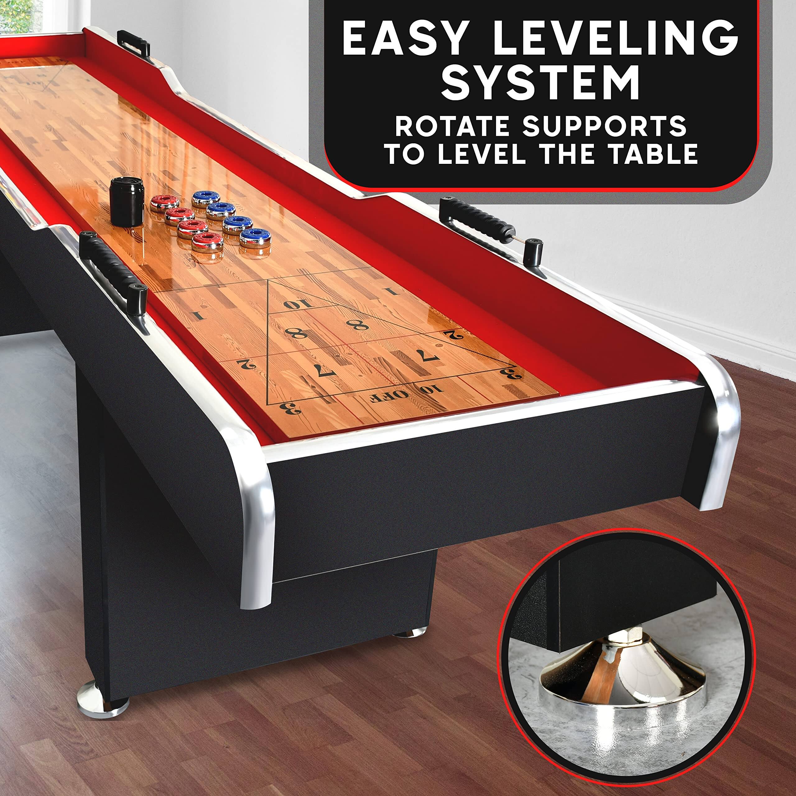 EASY LEVELING SYSTEM  
ROTATE SUPPORTS TO LEVEL THE TABLE