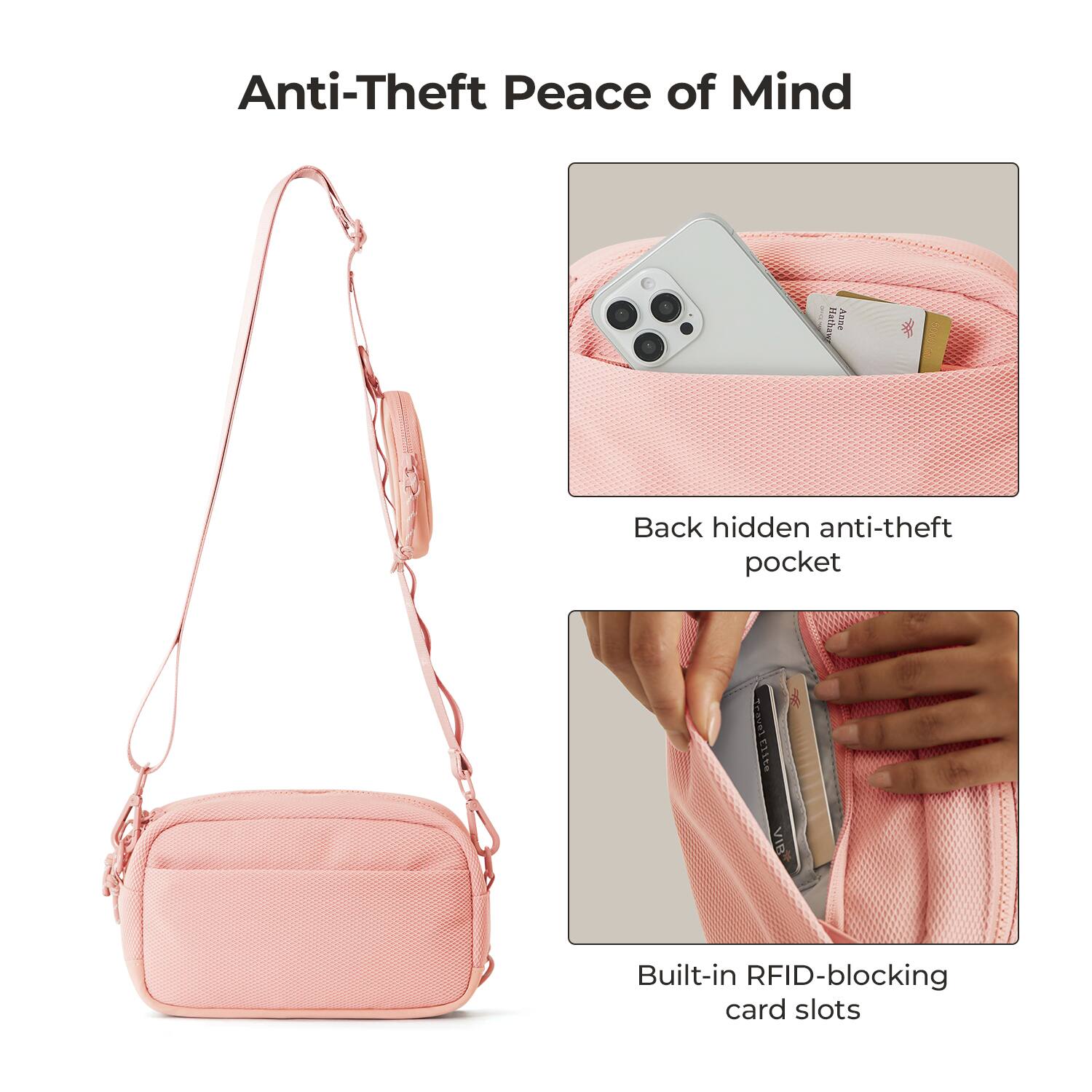 Anti-Theft Peace of Mind

Hathaw Anne

Back hidden anti-theft pocket

Travel Elite

Built-in RFID-blocking card slots