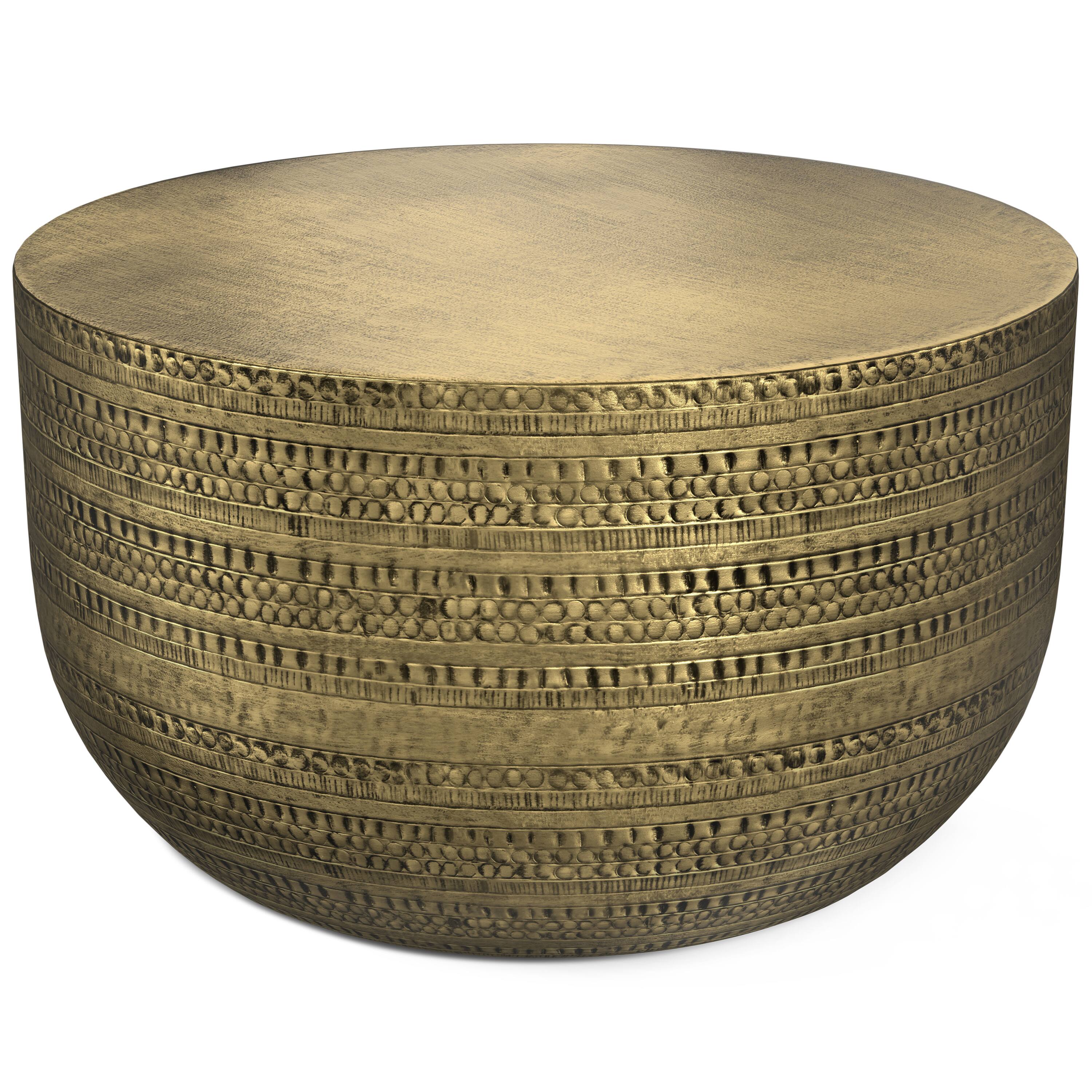 Angle. Simpli Home - Johnsen Metal Coffee Table - Antique Gold.