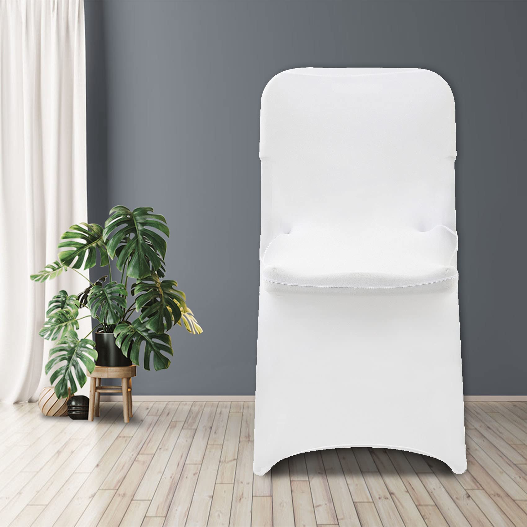 Alt View 3. JETRANSPORT - Bricia 20 White Stretch Spandex Folding Chair Slipcovers Dining Room Covers Protector For Wedding Banquet - White 12 folding chair cover.