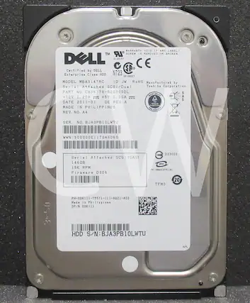 WARRANTY VOID IF ANY LABEL TM LR SCREW 1B REMOVED OR BROKEN.
DELL E133157 CE C
Certified by DELL Enterprise Class HDD
N723 LR108027
MODEL MBA3147RC
ID: JW
RoHS
Manufactured by Toshiba Corporation
PART NO. CA06778-B20300DL
S BAk gAD A +12V 1. 20A = +5V 1. 00A
2U S DATE 2011-01 DE. REV. A
T N Foate MADE IN PHILIPPINES
SNad REV. NO. A4
SER. NO. BJA3PB10LWTU
WWN:500000E1170A6060
E Firavare Serial PH-OXK111-75571-111-6Q21-A02
146GB 15K RPM Attached D306 SCS (SAS)
FKL-MBA3147RCE