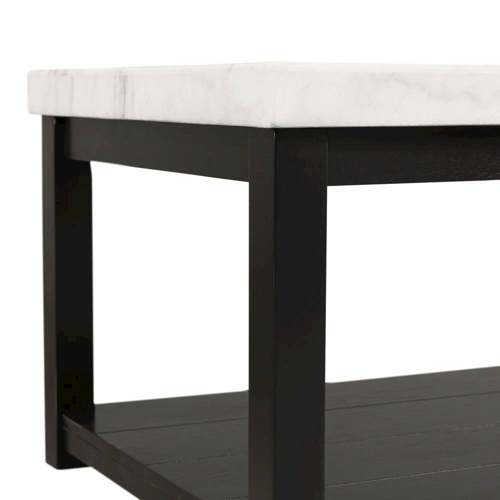 Alt View 2. FurniFact - White Marble Square Console Table with Acacia Base for Living Room - White.