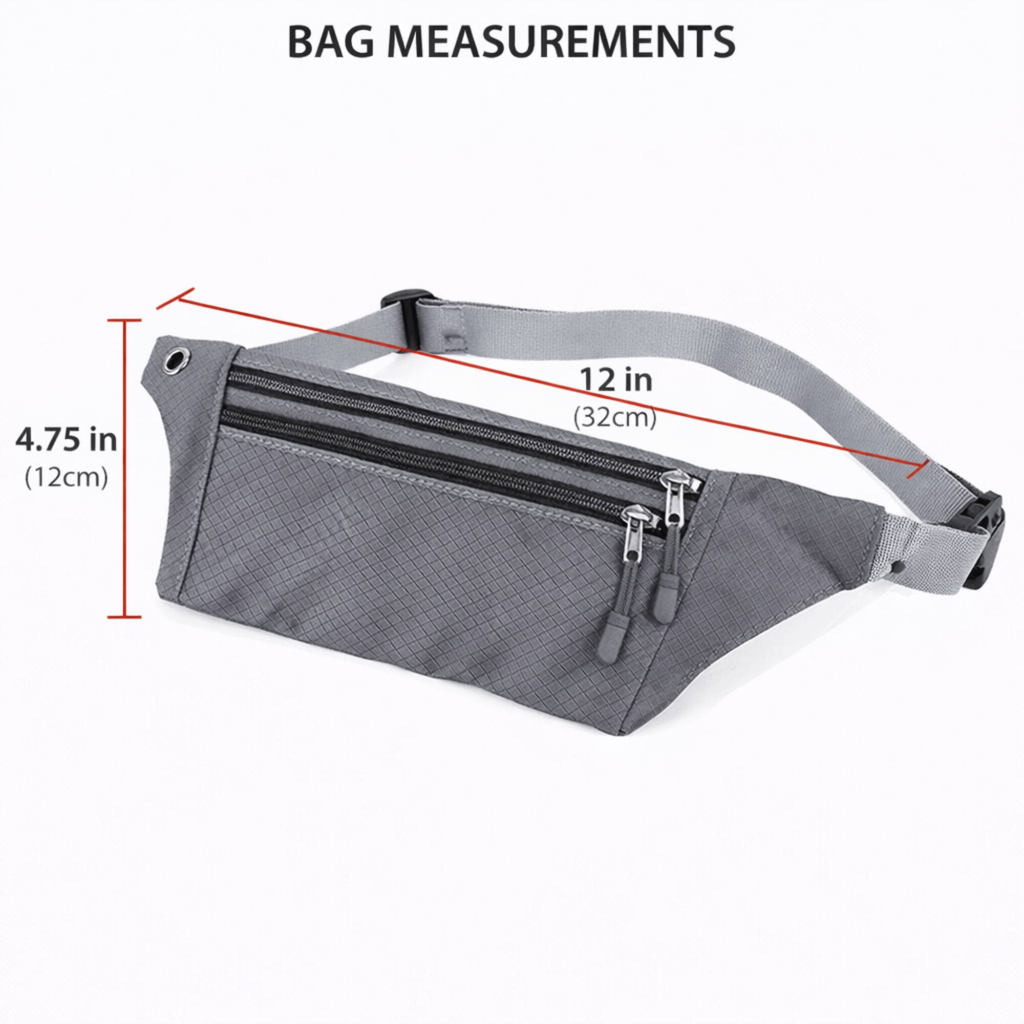 BAG MEASUREMENTS

4.75 in (12cm)  
12 in (32cm)