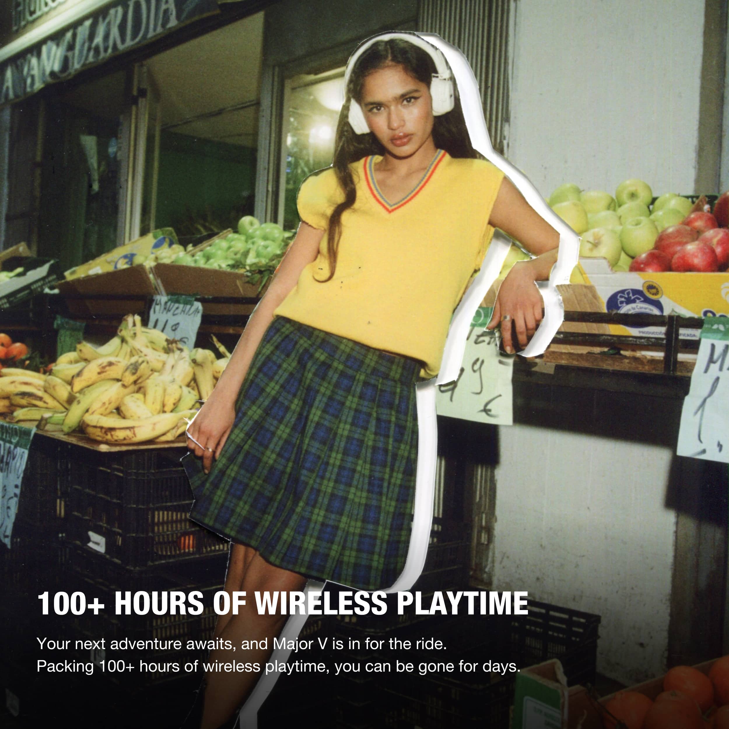 100+ Hours of Wireless Playtime Your next adventure awaits, and Major V is in for the ride. Packing 100+ hours of wireless playtime, you can be gone for days.