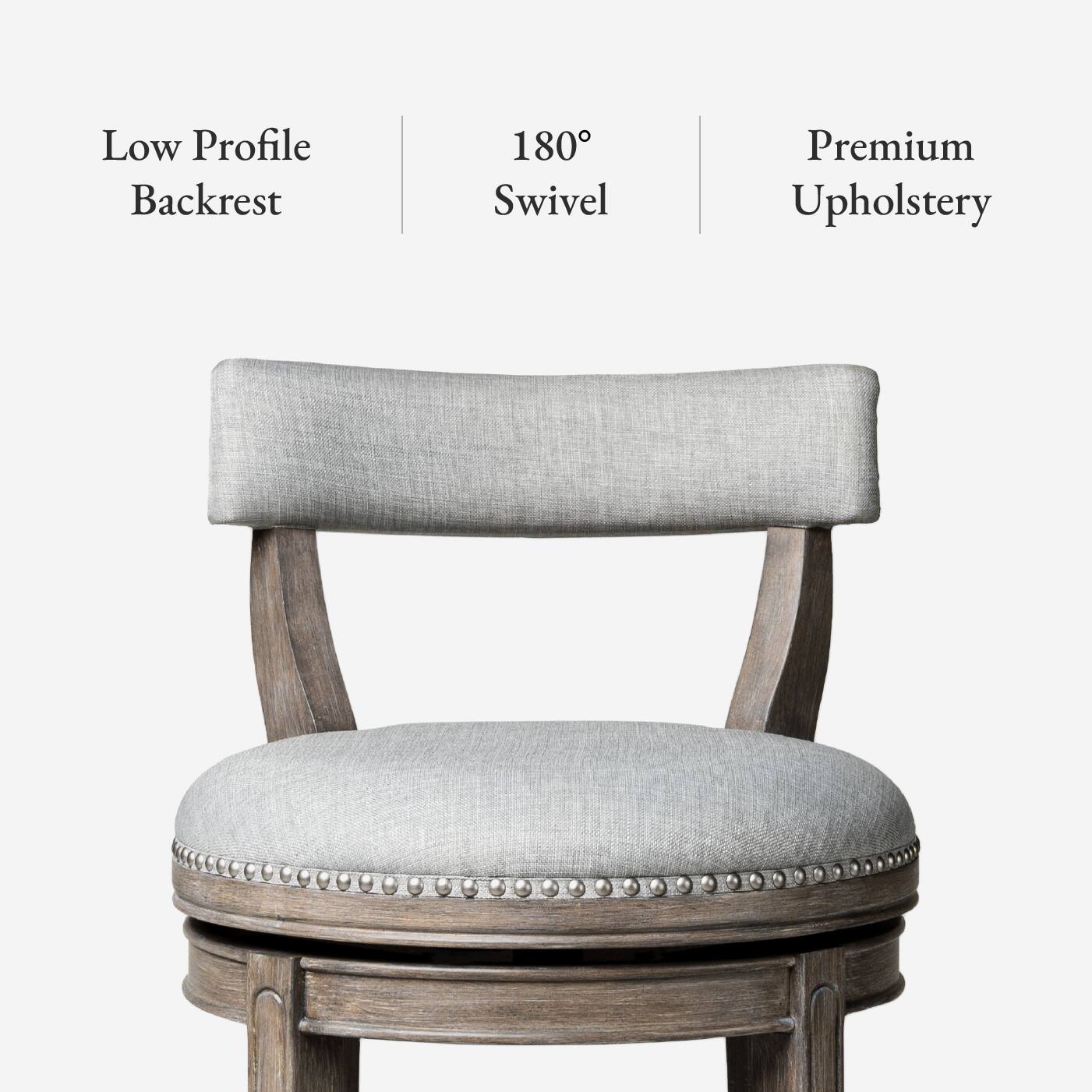 Low Profile Backrest, 180° Swivel, Premium Upholstery