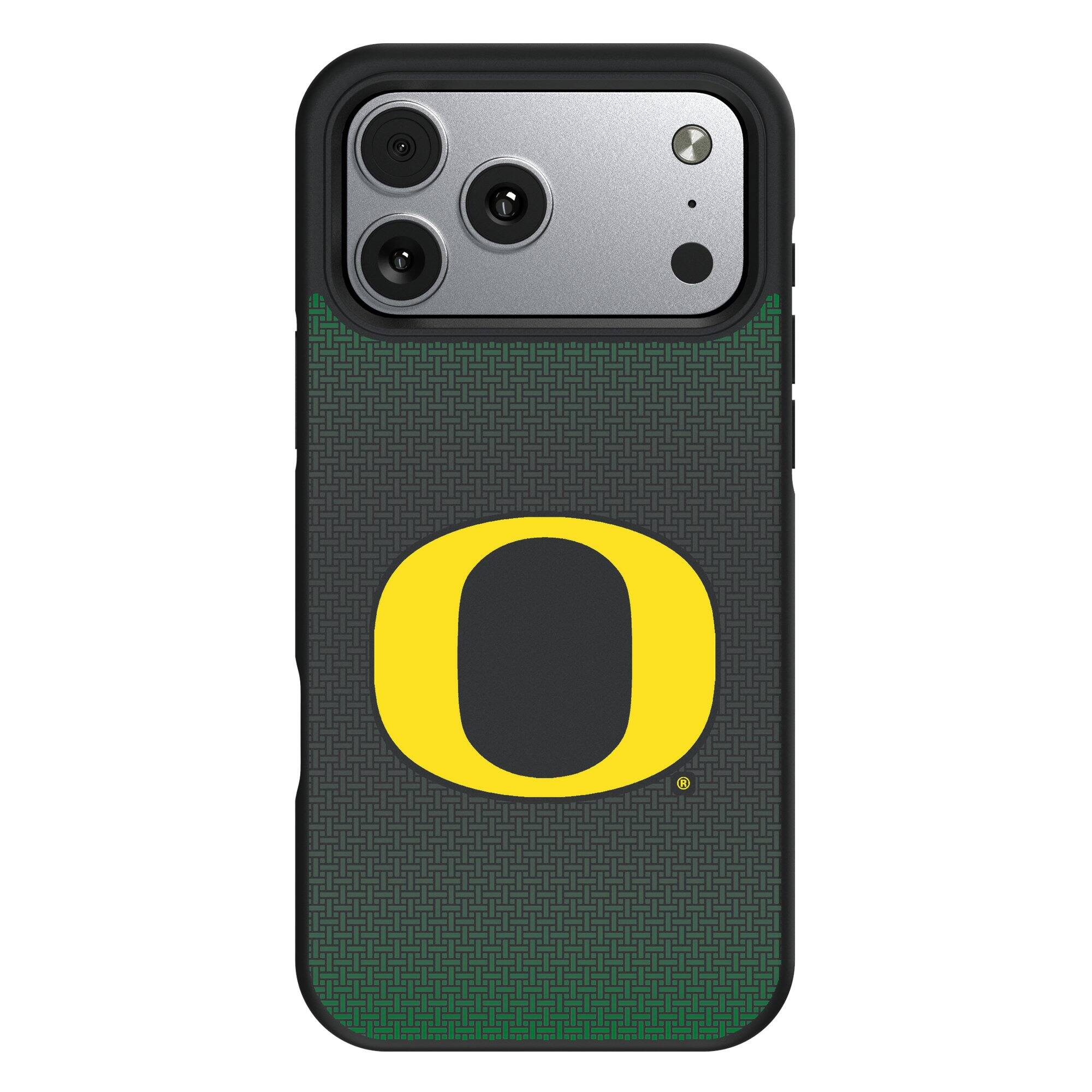 Front. Keyscaper - Oregon Ducks Bump Case with 8.2ft Drop Protection - 16 Plus - Black.