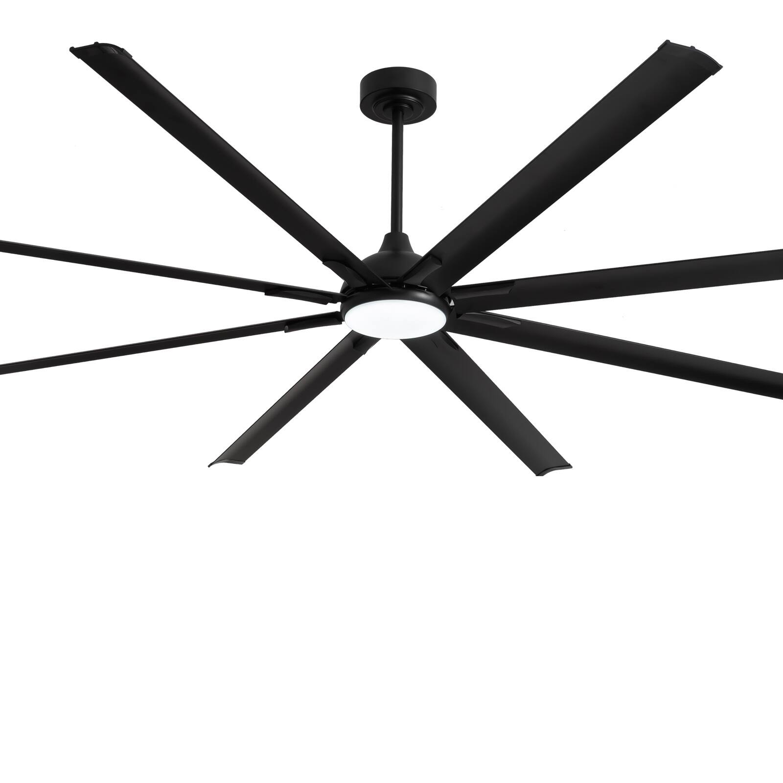 Alt View 6. Siljoy - 96 Inch Industrial Black Ceiling Fan with Integrated LED Light and Remote for Patio Kitchen Garage and Warehouse - Black.