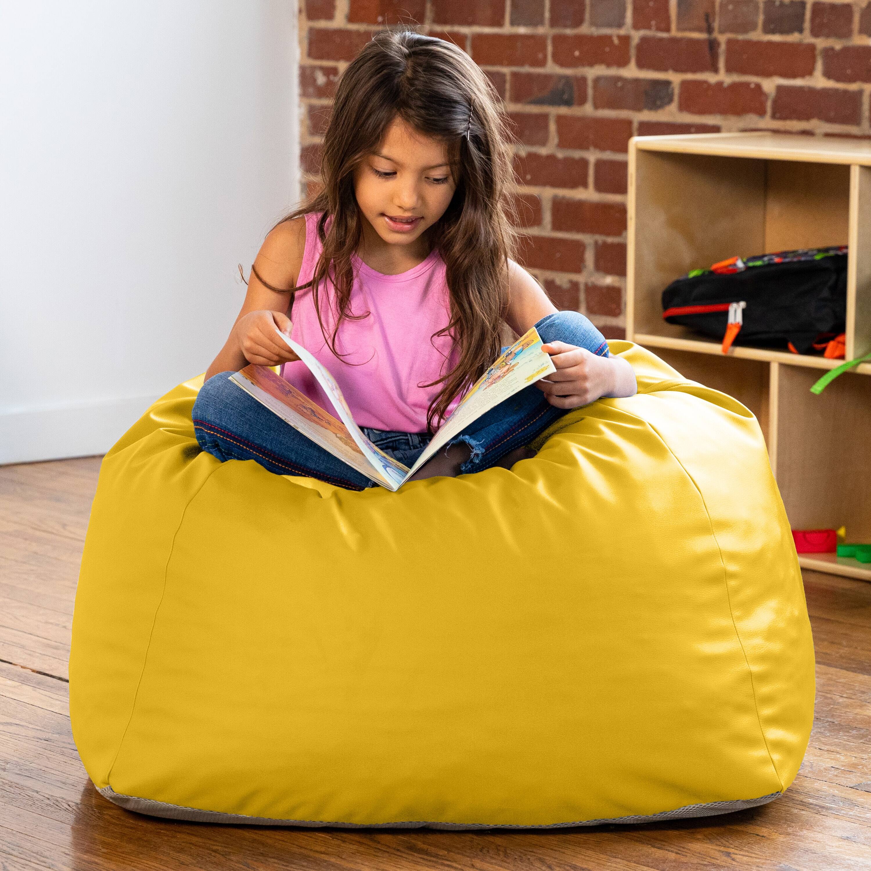 Left. Jaxx - Jaxx Gumdrop Jr. Kids Bean Bag for Early Childhood & Educational Environments, Premium Vinyl - Yellow - Yellow.