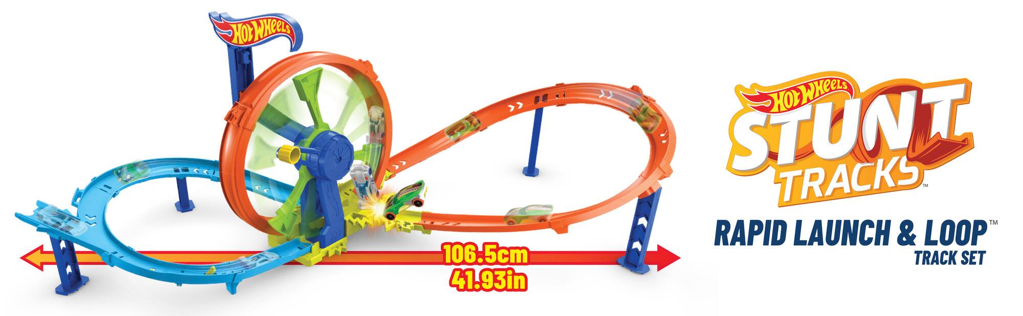 Hot Wheels  
STUNT TRACKS  
RAPID LAUNCH & LOOP TRACK SET  

106.5cm  
41.93in
