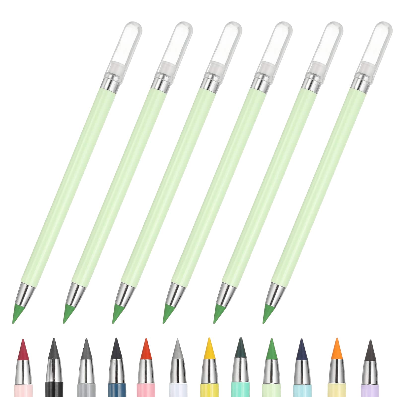 Unique Bargains - Eternal Pencil, 6pcs Mech Sharpened Metal Pencils Set for Coloring, Sketch Drawing, Writing - Marker Green price history on PriceWatchPro