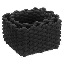 Unique Bargains - 2pcs Cotton Rope Woven Storage Baskets, S+M Gift Chest Box for Shelf Organizing Bedroom - Black