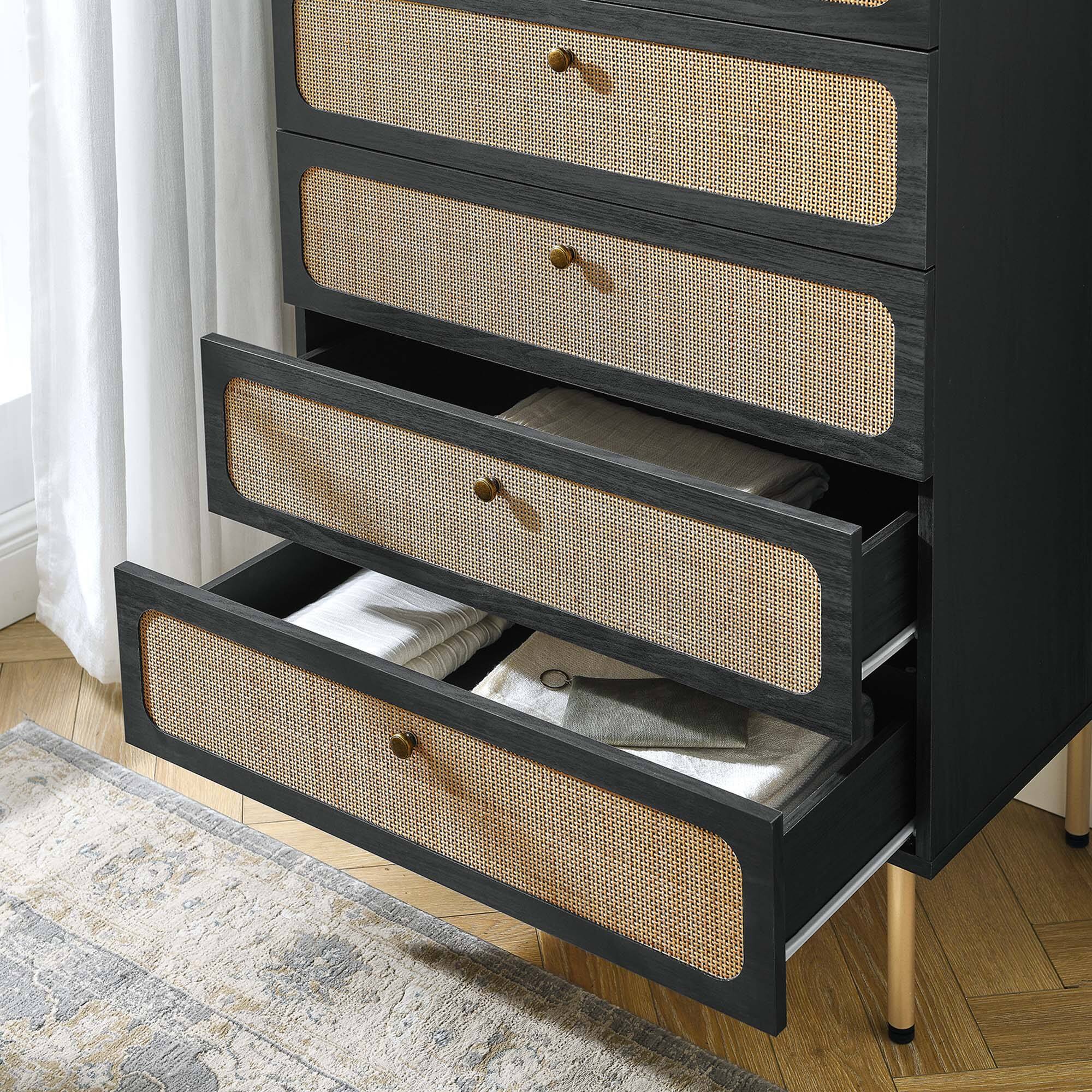 Back. Modway - Chaucer 5-Drawer Chest by Modway - Black.