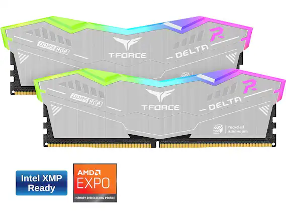 - DDR5 RGB
- T-FORCE DELTA R
- Intel XMP Ready
- AMD EXPO Ready
- MEMORY OVERCLOCKING PROFILE
- recycled ECO aluminum