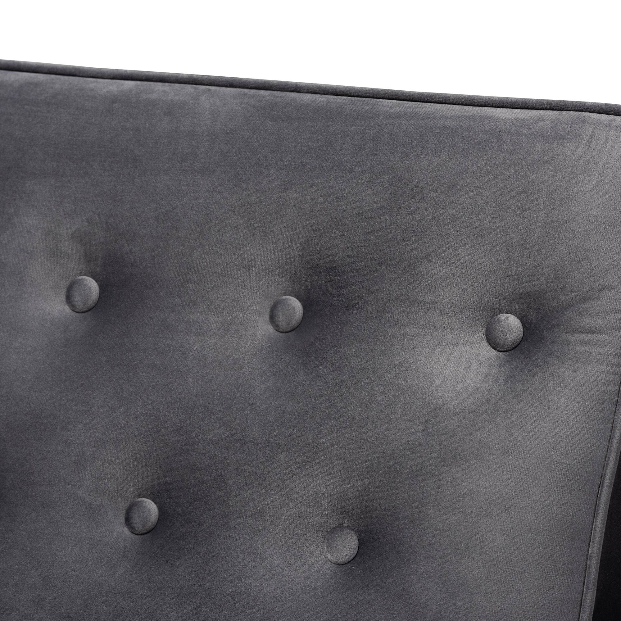 Alt View 1. Baxton Studio - Sorrento Mid-century Modern Velvet Fabric Upholstered Walnut Finished Wooden Lounge Chair - Grey/Brown.