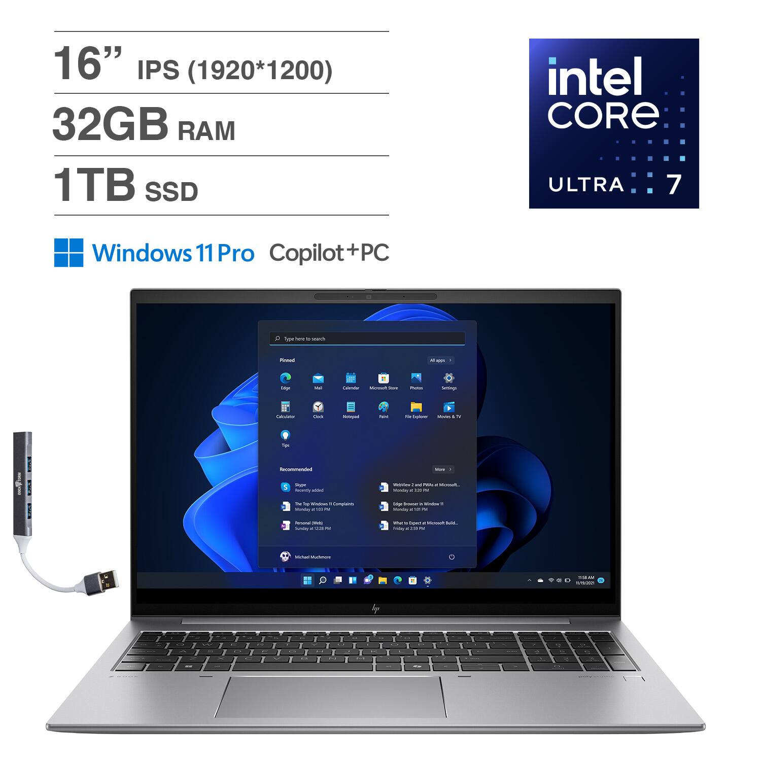 HP - ZBook Firefly 16 G11 Business Laptop 16.0 IPS WUXGA Display (Intel Ultra 7 155U, 32GB DDR5, 1TB SSD, Win 11 Pro) - Silver