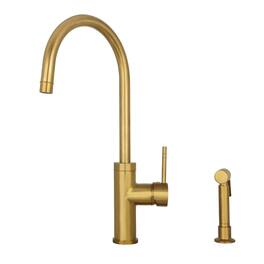 Solid Brass Single Handle 360° Swivel Widespread Kitchen Faucet with Side Sprayer