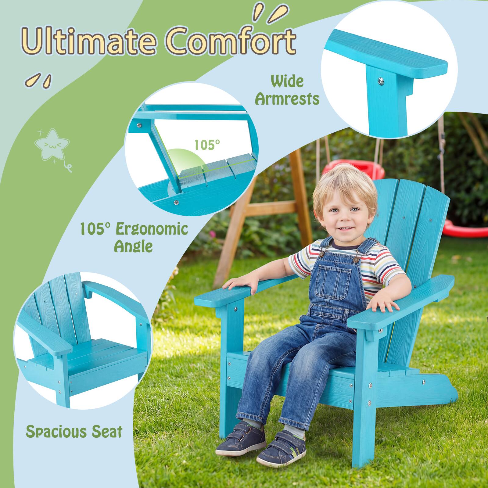 Ultimate Comfort  
Wide Armrests  
105° Ergonomic Angle  
Spacious Seat